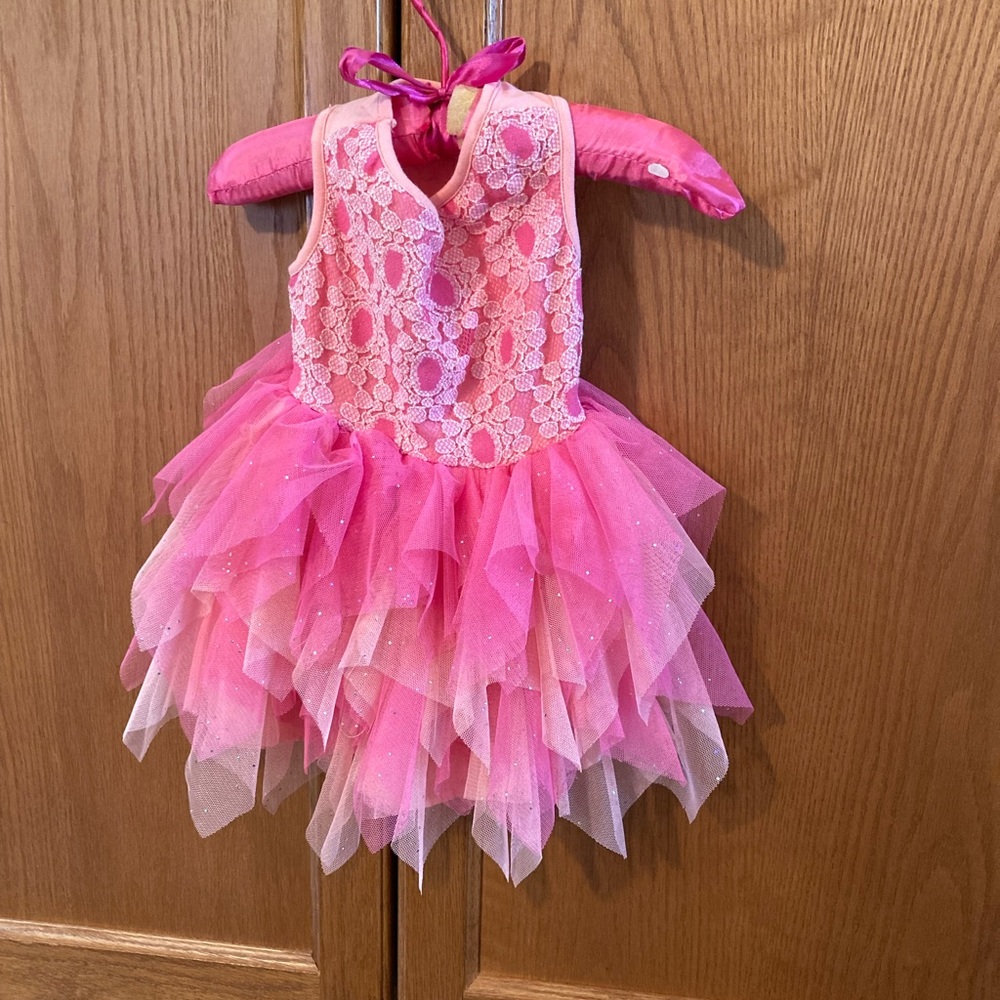 PAWPATU Princess Ruffled Dog Dress. Pink & White Size MED. 13-15” back length